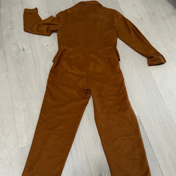 VTG Donna Morgan Womens 2 Piece Golden Faux Suede Embroidered Pant Suit SZ 12 - Picture 7 of 11